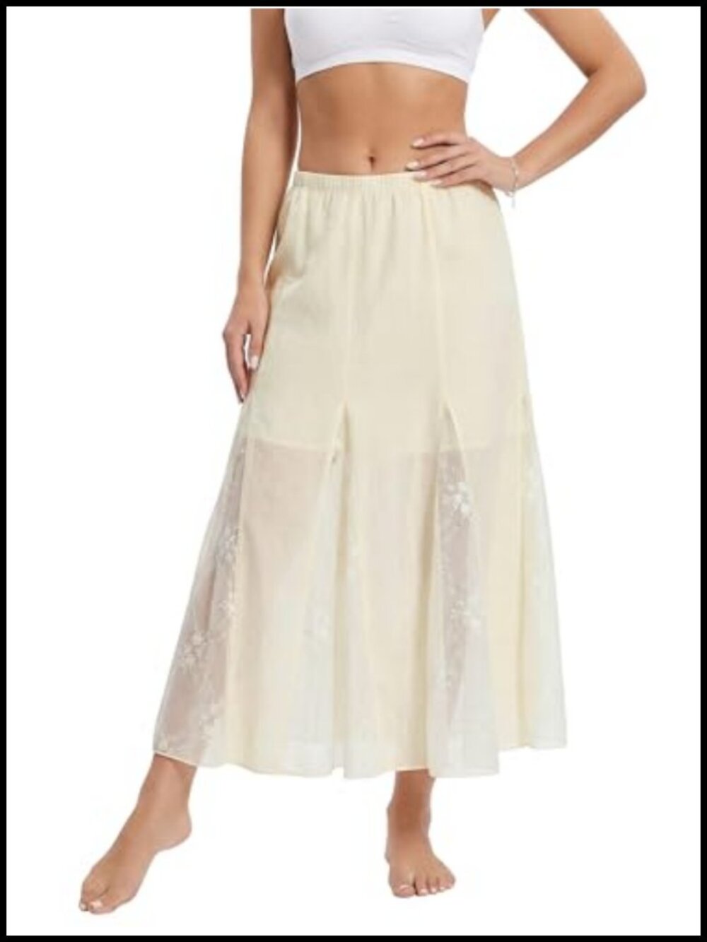 Boho Lace Maxi Skirt Flowy Patchwork A-Line Long Skirt High Waisted